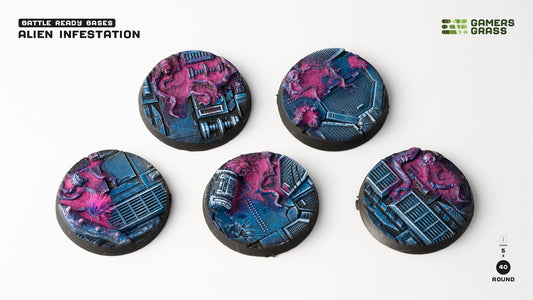 Gamers Grass - Battle Ready Bases - Alien Infestation - Round 40mm