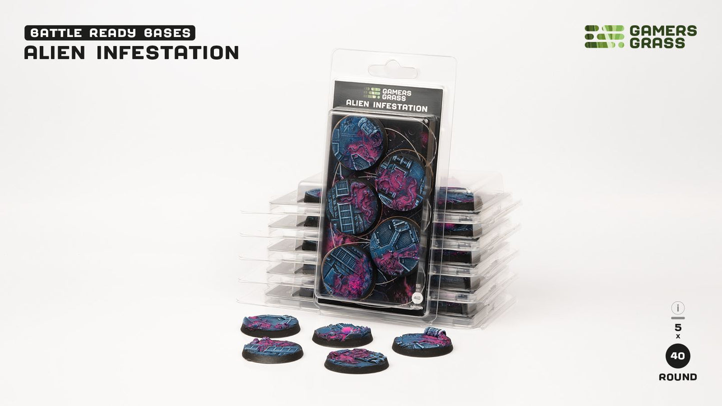 Gamers Grass - Battle Ready Bases - Alien Infestation - Round 40mm