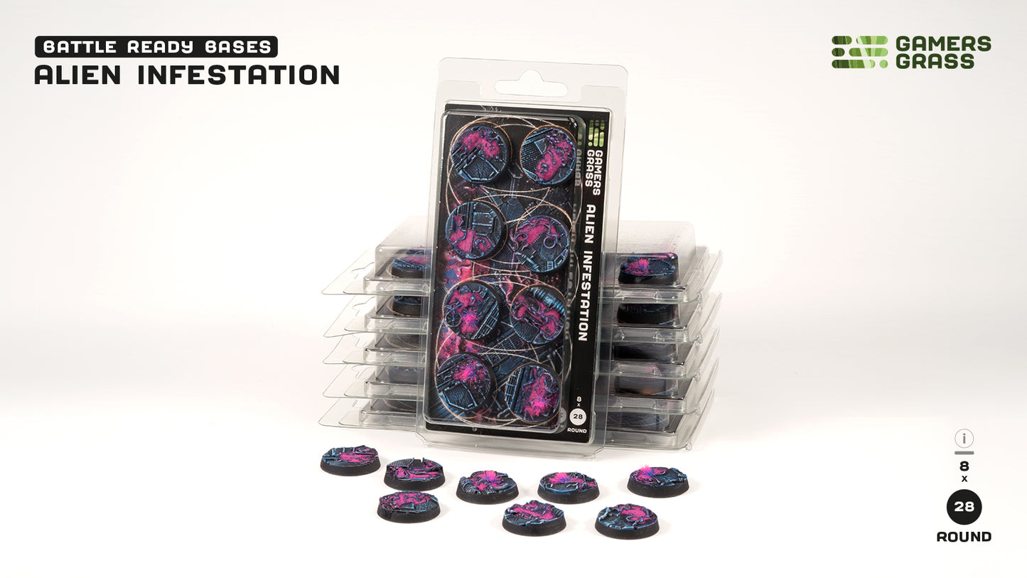 Gamers Grass - Battle Ready Bases - Alien Infestation - Round 28mm
