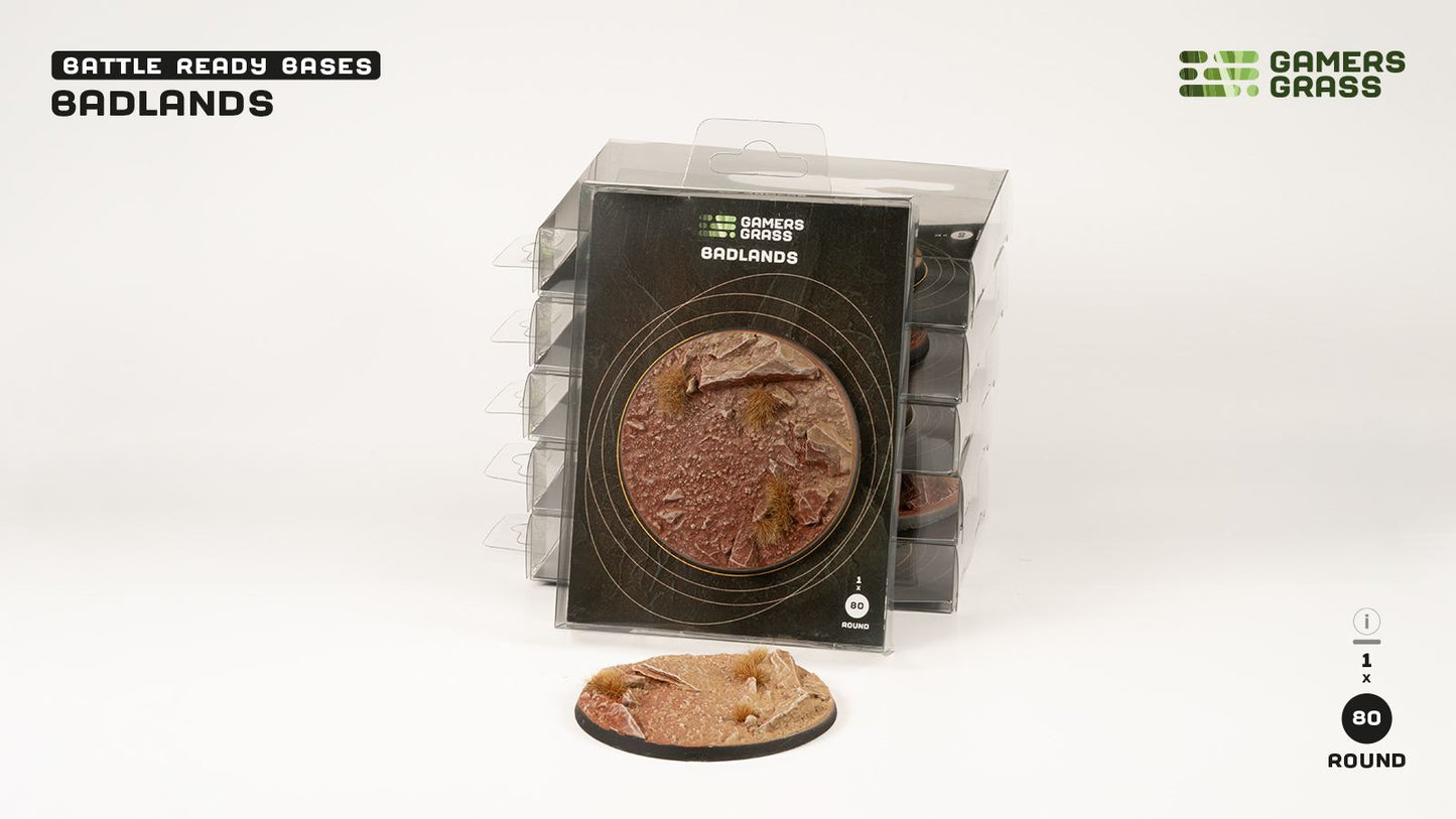 Gamers Grass - Battle Ready Bases - Badlands - Round 80mm