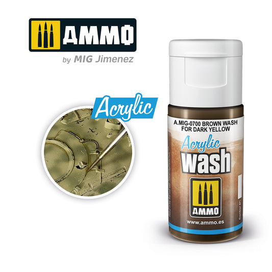 AMMO by MIG - Acrylic Wash - Brown Wash for Dark Yellow 15ml