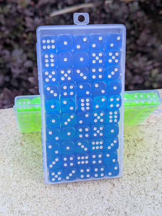 Dice Set - Plastic Dice - 12mm D6 - 50 Pack - Light Blue
