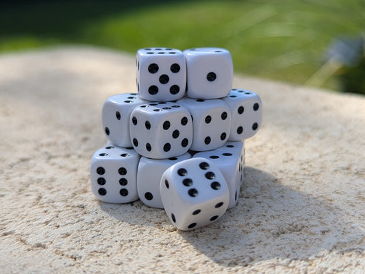 Dice - D6 - 12mm - White - 10pc