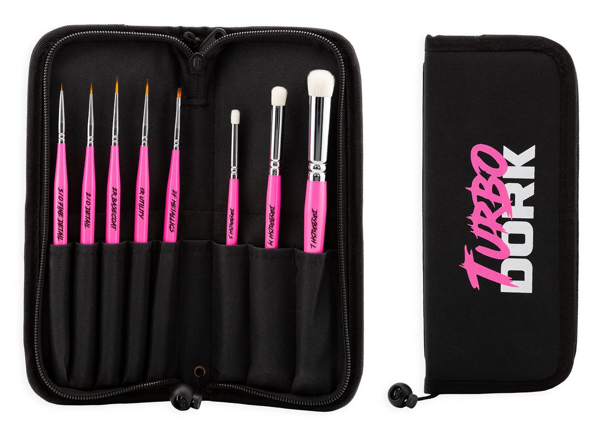 Turbo Dork - Fauxlinsky Paint Brush Set w/ Stand Case (8 Brushes)