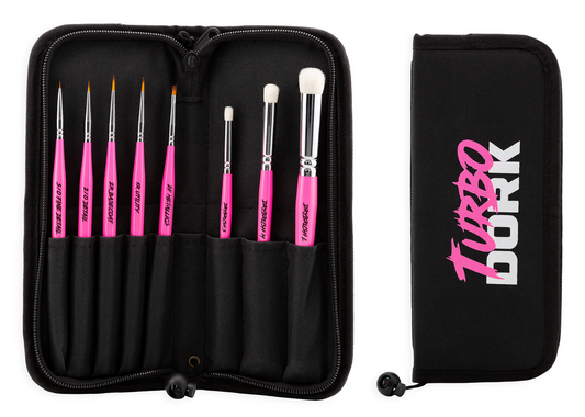 Turbo Dork - Fauxlinsky Paint Brush Set w/ Stand Case (8 Brushes)