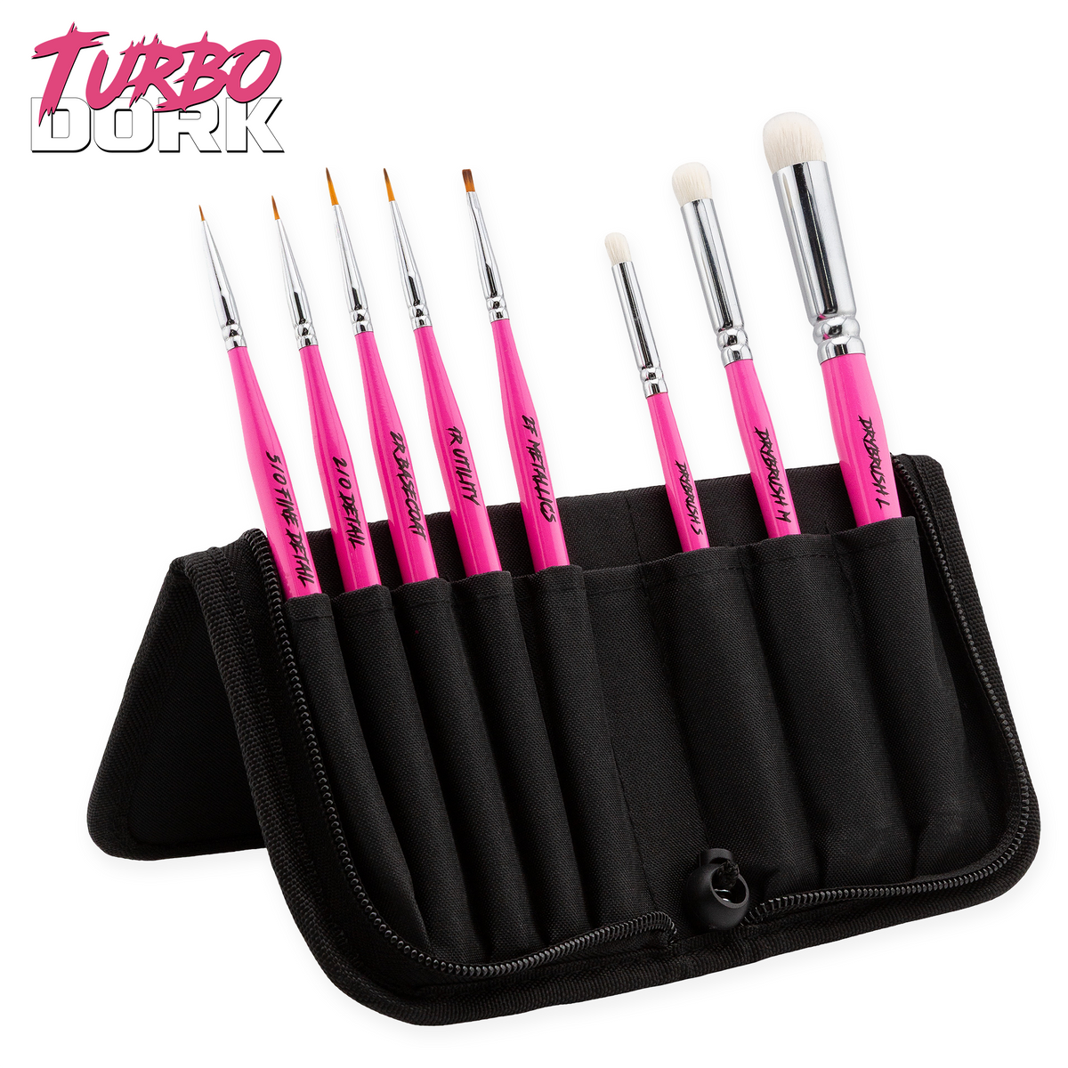Turbo Dork - Fauxlinsky Paint Brush Set w/ Stand Case (8 Brushes)