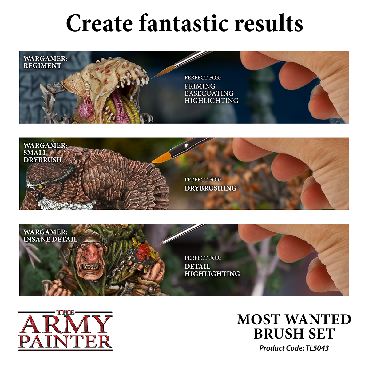 The Army Painter - Most Wanted Brush Set - 3pc