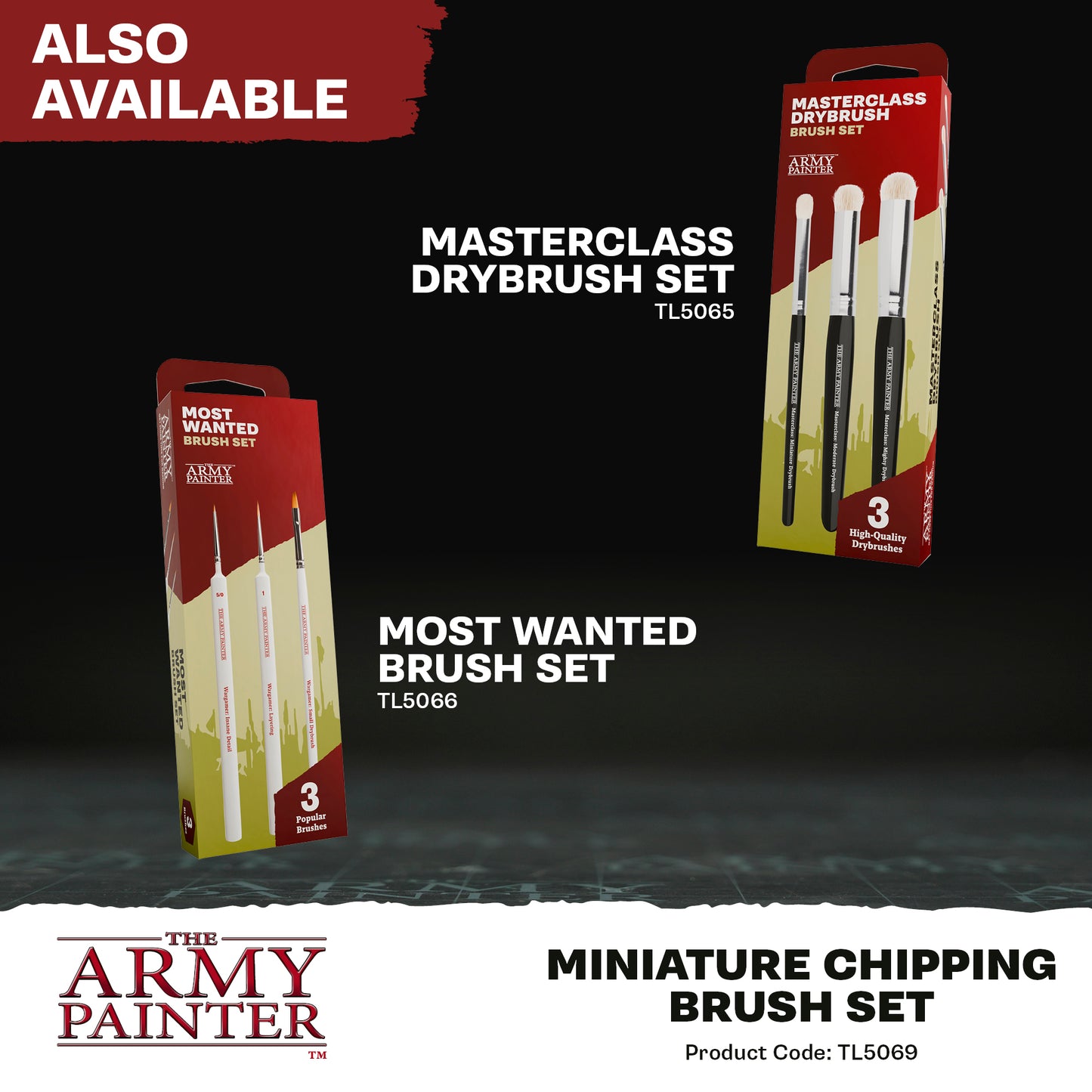 The Army Painter - Miniature Chipping Brush Set Set - 4pc
