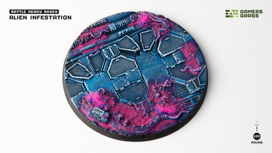 Gamers Grass - Battle Ready Bases - Alien Infestation - Round 100mm