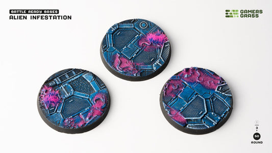 Gamers Grass - Battle Ready Bases - Alien Infestation - Round 50mm