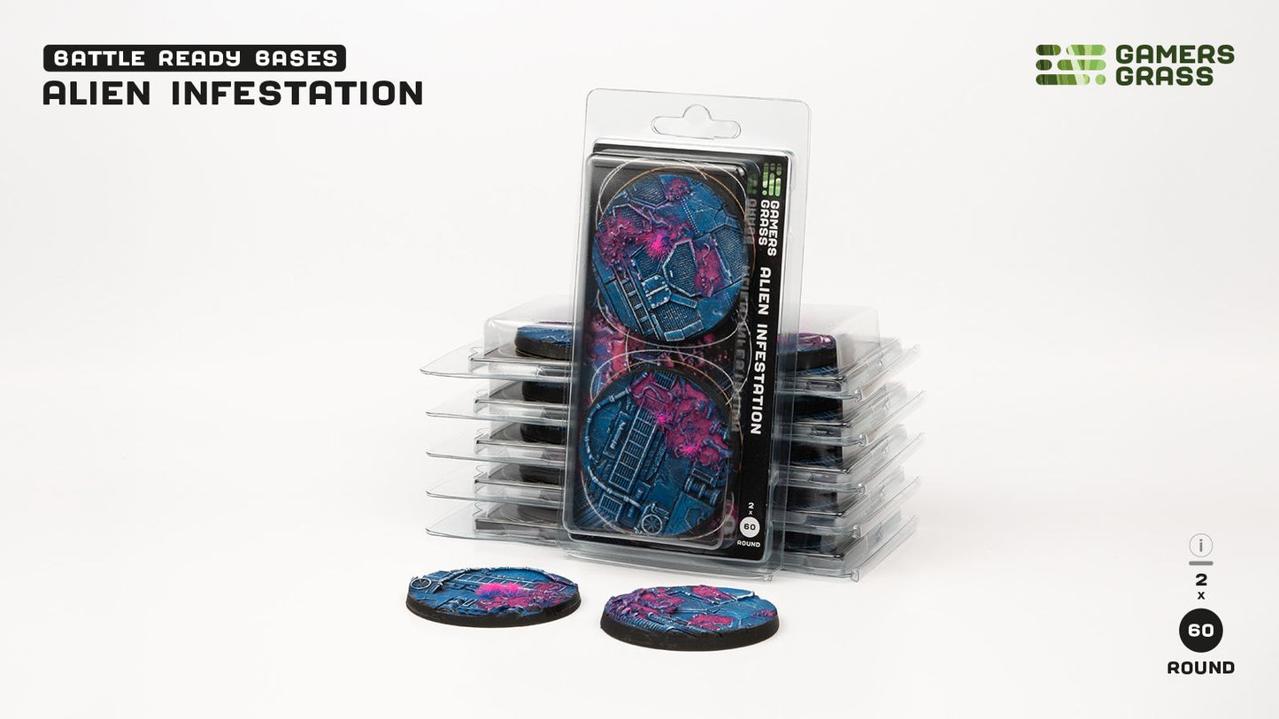Gamers Grass - Battle Ready Bases - Alien Infestation - Round 60mm